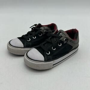 CONVERSE Gray Black Fleece Lined All Star Slip‎ On Sneaker Shoes Size 7 Toddler